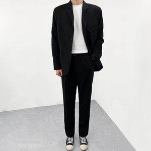 [엠클로]남자 여름 간절기 오버핏 쓰리버튼 무지 기본 박스자켓 벨트 슬랙스 팬츠 셋업수트 3컬러