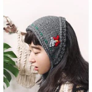 [앞머리]크로셰 플라워 뜨개 니트 케이프 보닛 귀마개