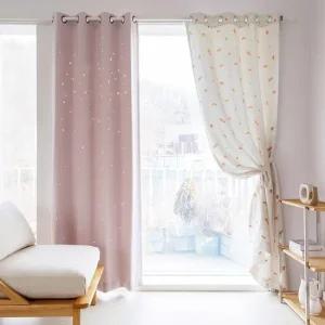 까르데코 모던라인+디망쉬스타 펀칭암막 아이방 긴창커튼 2장