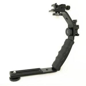 카메라 더블 핫슈 L형 핸드그립 마운트 브라켓 플래시