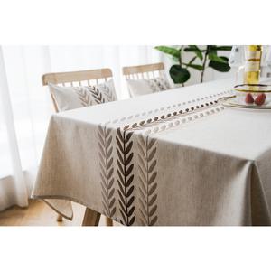 [제이지하우스][린넨 방수 식탁보 브라운 올리브 4인 정사각형 135x135cm]