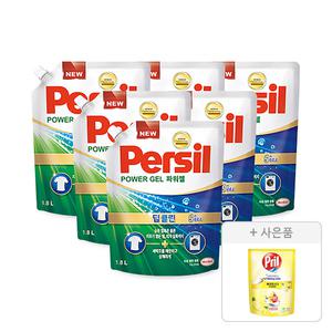 퍼실 파워젤 드럼/일반겸용 리필 1.8L, 6개+증정(프릴 시크릿 오브 베이킹소다 레몬 300ml, 1개)