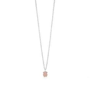 [TOUS]실버 앤 패시티드 로즈 쿼츠 토스 컬러 네크리스/ Silver and faceted rose quartz/ 215434550