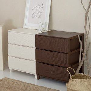 [보노하우스] 가든 라탄 서랍장 와이드형 3단 플라스틱 수납장