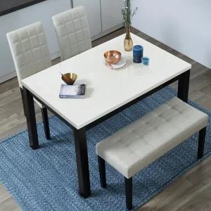 캘빈 에코 4인용 식탁 테이블 대리석 식탁세트 벤치형 의자형 벤치2개형