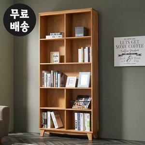 [벤티스가구]엔드 원목 서재 고무나무 전면 책꽂이 오픈 인테리어 아이방 높은 5단 책장(800)