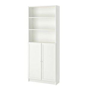 [마켓비]이케아 BILLY 빌리+OXBERG 옥스베리 책장+도어 와이드대형 화이트 80x30x202cm