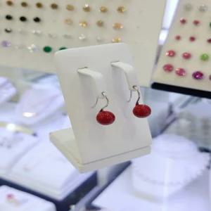 [파이치치]순은/전체실버925 여자 레드 산호 8mm 후크형 귀걸이 SS12E3575소