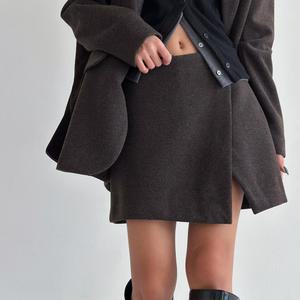 여자 겨울 레이어드 랩치마 큐롯팬츠 A라인 미니스커트