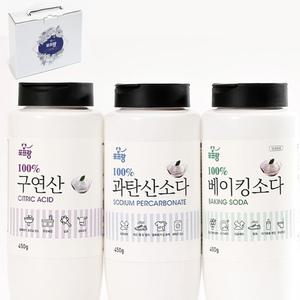 베이킹소다 구연산 과탄산소다 다목적 가루세제 450g 3종 선물세트