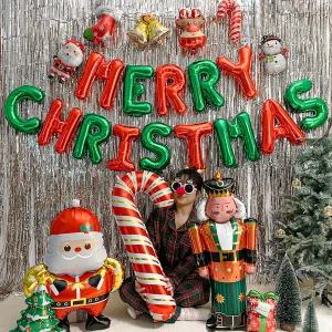 메리 크리스마스 풍선 세트 산타 루돌프 장식 홈 파티 소품 연말 데코 용품