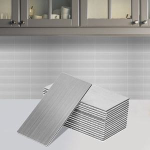 스테인레스 스틸 벽 스티커 셀프 접착 금속 타일 지하철 스토브 백스플래시 주방 RV용 3 인치 x 6 인치 16
