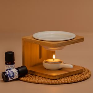 뱀부 우드 아로마 오일 버너 선물세트 (미니 캔들라이터, 쇼핑백)