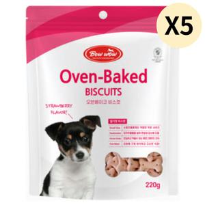 바우베이커리 강아지 쿠키 간식 오븐베이크 딸기맛 X5