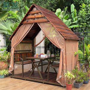 통나무집 조립식 정자 방갈로 펜션 마당 쉼터