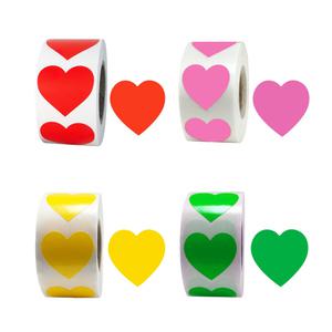 스티커 하트 컬러 분류 1롤 500개 씰링 봉인 사랑 창찬 실링