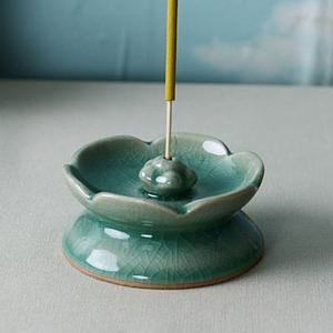 도자기소품 향홀더 소품 청자 연잎 향꽂이 장식품