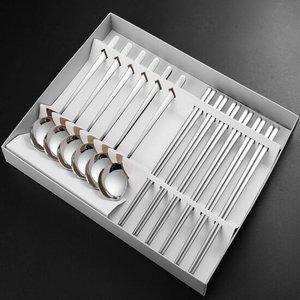 304 스테인레스 무지 6인 수저세트 스텐 숟가락 젓가락 업소용 수저