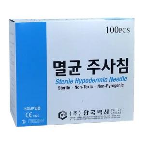한국백신 일회용주사바늘 23Gx100mm,롱니들,100개입