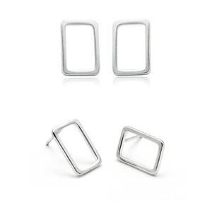 92.5 실버 직사각 순은 귀걸이-silver7125