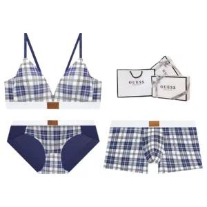 [게스언더웨어](타임스퀘어점패션관)네이비체크 화이트 밴딩 남여커플속옷세트 ODWBRBPDR291NY