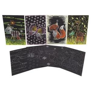 스크래치 그림카드 4종세트 북 스크래치카드 종이 스크레치 도안 색칠공부 스케치북 아트 보드