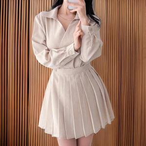 [기타]여성 클래식 랩 스타일 미니 원피스 플리츠 스커트