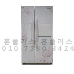 중고 냉장고 클라쎄 꽃무늬 손잡이 홈바형 양문냉장고 751L
