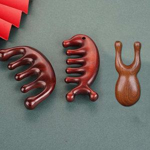 2개세트 제이케이 만능 원목 괄사 머리 얼굴 전신 경락 나무 안마 마사지기 지압봉 지압기