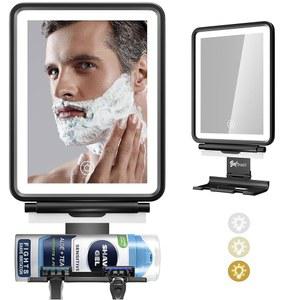 조명이 있는 벨트루시 배니티 미러 | 안개 없는 샤워 스퀴지가 가벼운 면도 3종 방청 LED 벽 거울 욕실 액세서리 보관 선반(블랙)