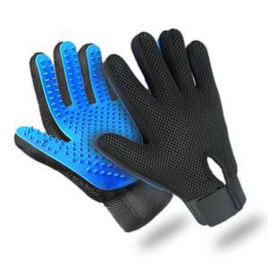 털 제거제를 위한 그루밍 장갑 - 개와 고양이를 부드러운 브러시, 목욕, 탈포, 마사지를 길고 짧은 슬라이