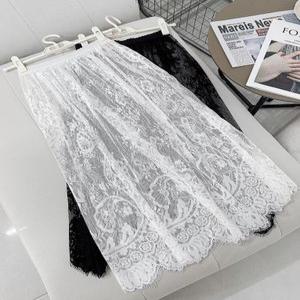 레이스 밴딩 레이어드속치마 빅사이즈 시스루 망사 롱