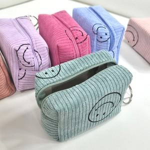 DMS 스마일 코듀로이 사각 통통 미니파우치 동전지갑 반지갑 키링