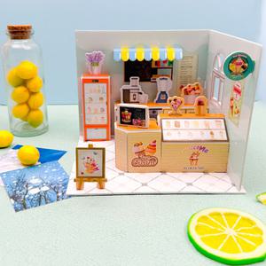 [문구티쳐] 토단(TD) 3D 입체 종이 퍼즐 미니스토어 (아이스크림샵) 1인세트 DIY 장식소품 인형집 퍼즐놀이 학습교구활동 만들기수업