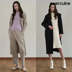 [TRICOT 컬렉션] 에바큐브 25FW 플리츠 하이넥 롱코트