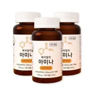 니코틴산아미드 배석철의아미나 비타민B3 500mg 100캡슐 3개