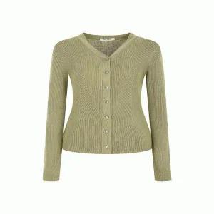 [더아이잗] 울 골지 펀칭 브이넥 가디건 (KHAKI) _K IP9M1CD701