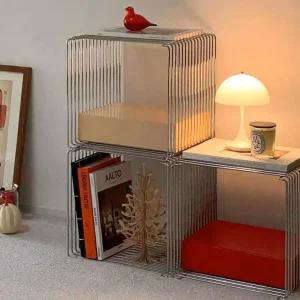 와이어 큐브 모듈 미드센추리모던 인테리어 협탁 철제 스테인리스 사이드테이블