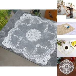 065 정사각 플라워 레이스 60x60/테이블/시트/거실장/장식품/조각보/러너/식탁/매트/상차림/식탁보/장식보