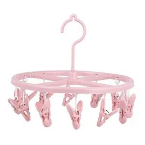 360도 회전 12클립 빨래 집게 걸이 행거 핑크 2035B 빨래걸이 양말걸이 속옷걸이