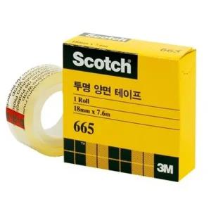 3M 스카치 투명양면테이프 (665B 237리필 18X7.6)/박스테이프/투명/박스/포장용테이프/opp/에버텍/투명테잎
