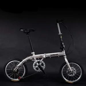 접이식 저전거 성인 경량 소형 출퇴근용 학생 바이크 자전거(16인치/단일속도)+홀딩브레이크-블랙