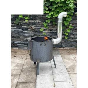 불멍화로 캠핑 야외용 농막 장작 냄비 주물 화롯대 장작난로 - 35cm+덮개세트