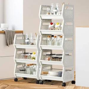 멀티트롤리 주방웨건 이동식카트 수납함철제 수납정리 이동식트롤리 이동식선반 3단트롤리 바퀴달린선반