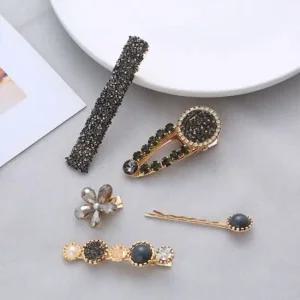 헤어핀 데이 일자 집게핀 기본 큐빅 헤어핀 머리 올림 집게핀세트 똑딱핀 여성머리핀