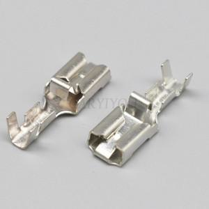 50피스 6.3MM 자동차 여성 황동 주석 도금 압착 와이어 터미널 케이블 커넥터 접점 핀 DJ624-D6.3B