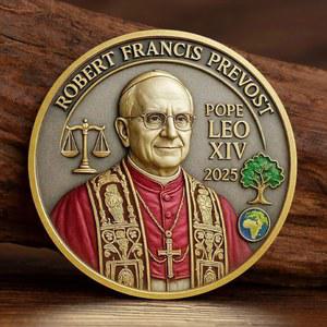 기념 주화 코인 로버트 프란시스 교황 레오 14세 기념 주화 금도금 교황 기념 주화