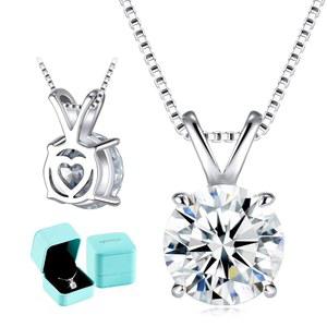 모이사나이트 솔리테어 여성용 목걸이, 1-3캐럿 랩 그로운 다이아몬드 펜던트 주얼리 D 컬러 VVS1, S925 스털링 실버, 골드 도금, 18+2인치 실버 체인, 기념일 생일 결혼식에서 아내 여자친구 엄마 자신을 위한 하트