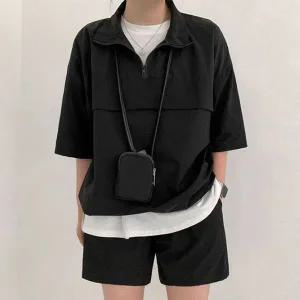 [콩심팥심]여성반팔티셔츠 반바지 트레이닝 아노락 반팔 여