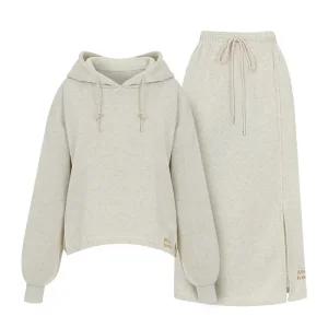 [샐리] 레터링기모후드스커트세트_I5D-ISE002